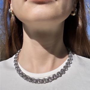 Vintage Chunky Stainless Steel Silver Necklace